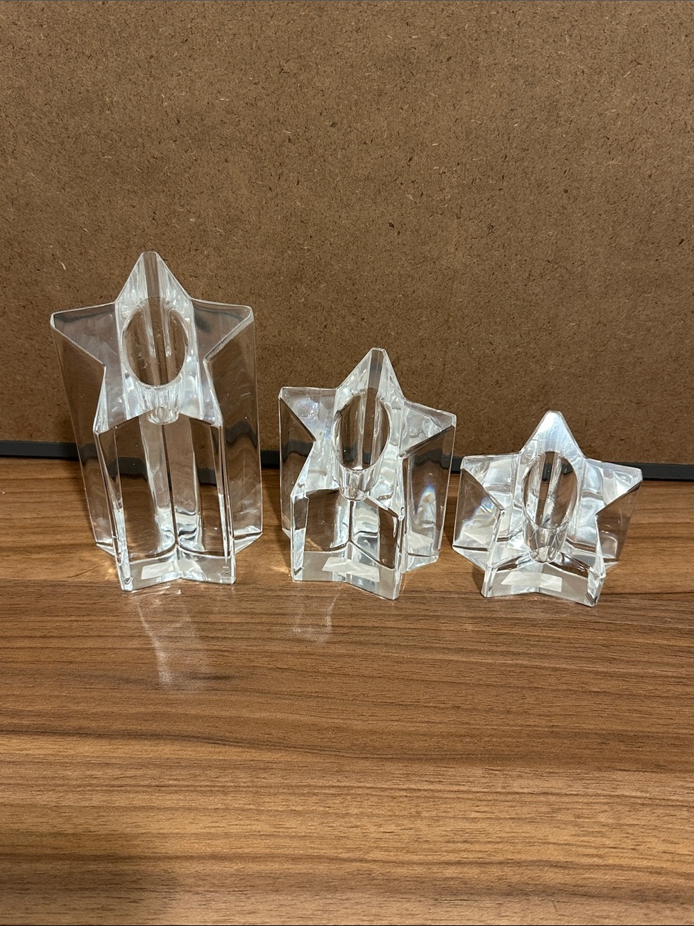 Toscany , set of 3 Clear Star Prism Candle Holders
